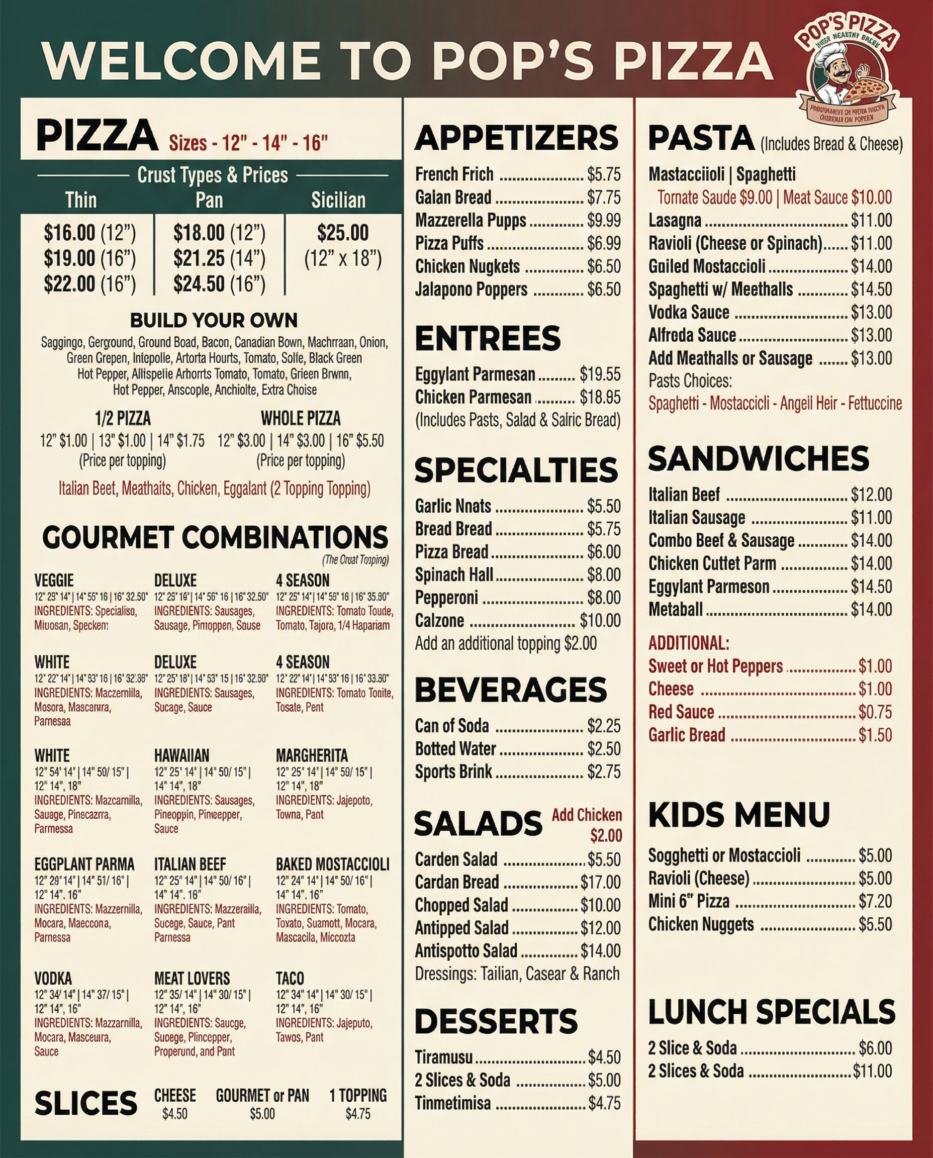 Menu stock